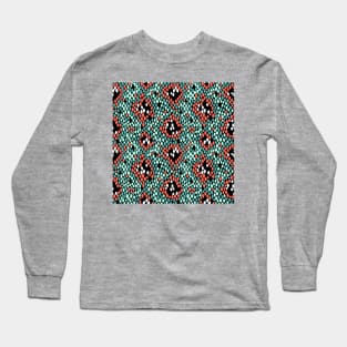 Snakeskin Pattern (Coral and Mint) Long Sleeve T-Shirt